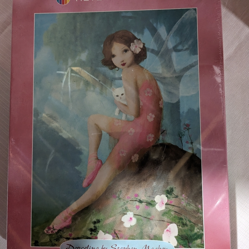 Rare sealed porcelina fairy with kitten 1000 pieces jigsaw puzzle art piece